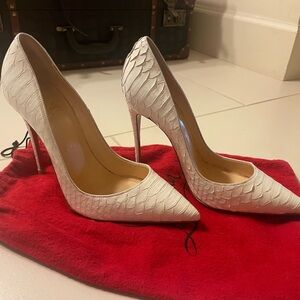 Christian Louboutin kate 100 stilleto Pumps in Rare Cream animal print, New